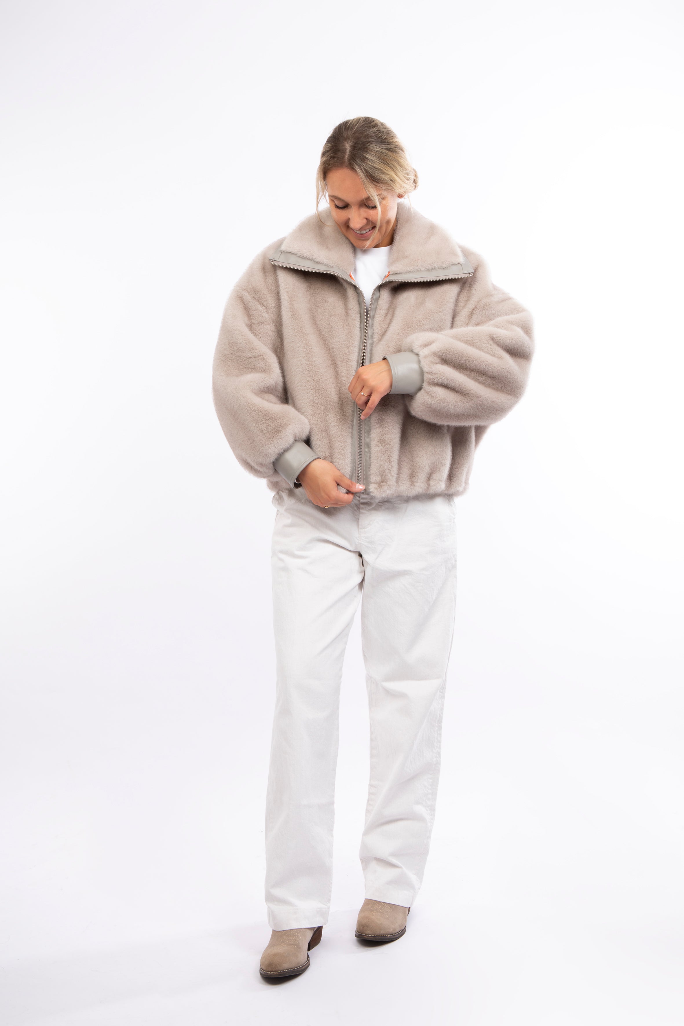 faux fur bomberjacke