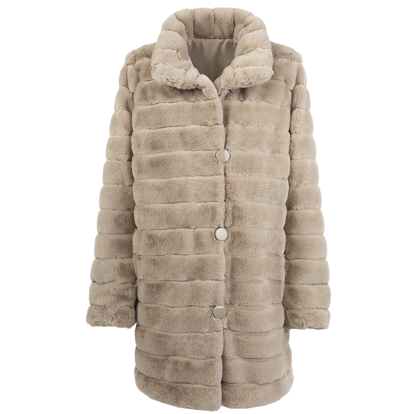 Kunstpelz Jacke zum Wenden in Champagnefarbe - Petite M.