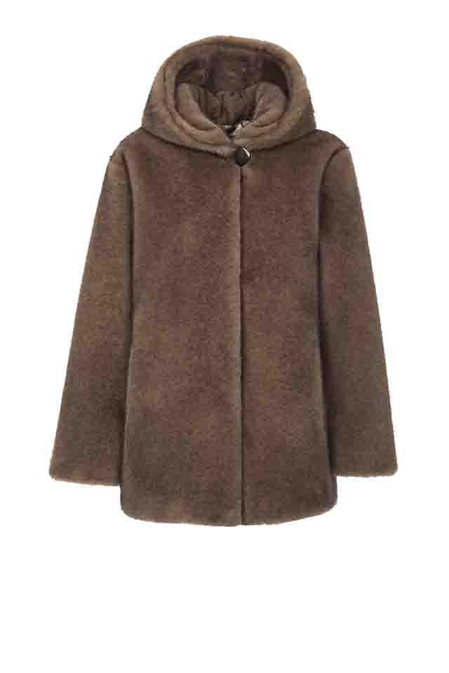 Kunstpelzjacke in Dark Taupe - Petite M.