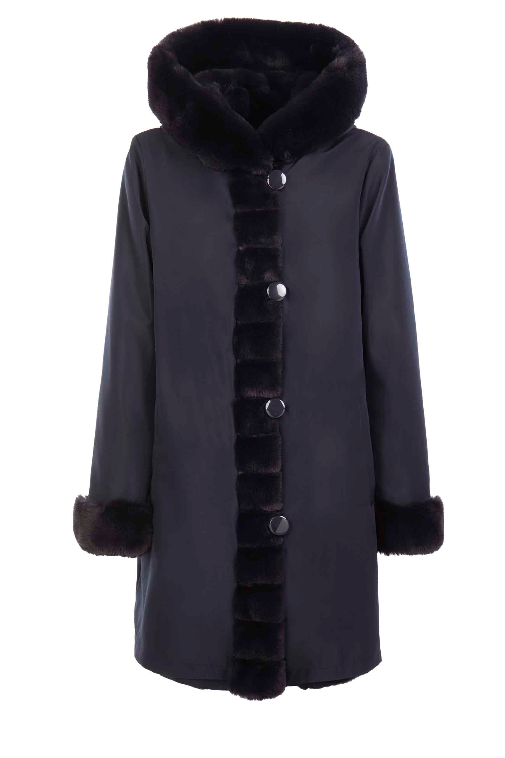 Kunstpelz Jacke reversible in Dunkelblau - Petite M.