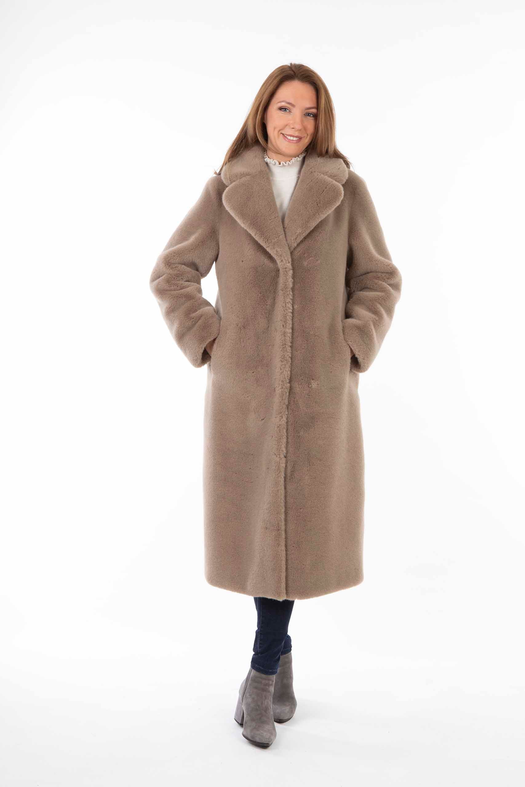 Petite M Mantel Kunstfell Beige Forever New Petite – Mantel Aus