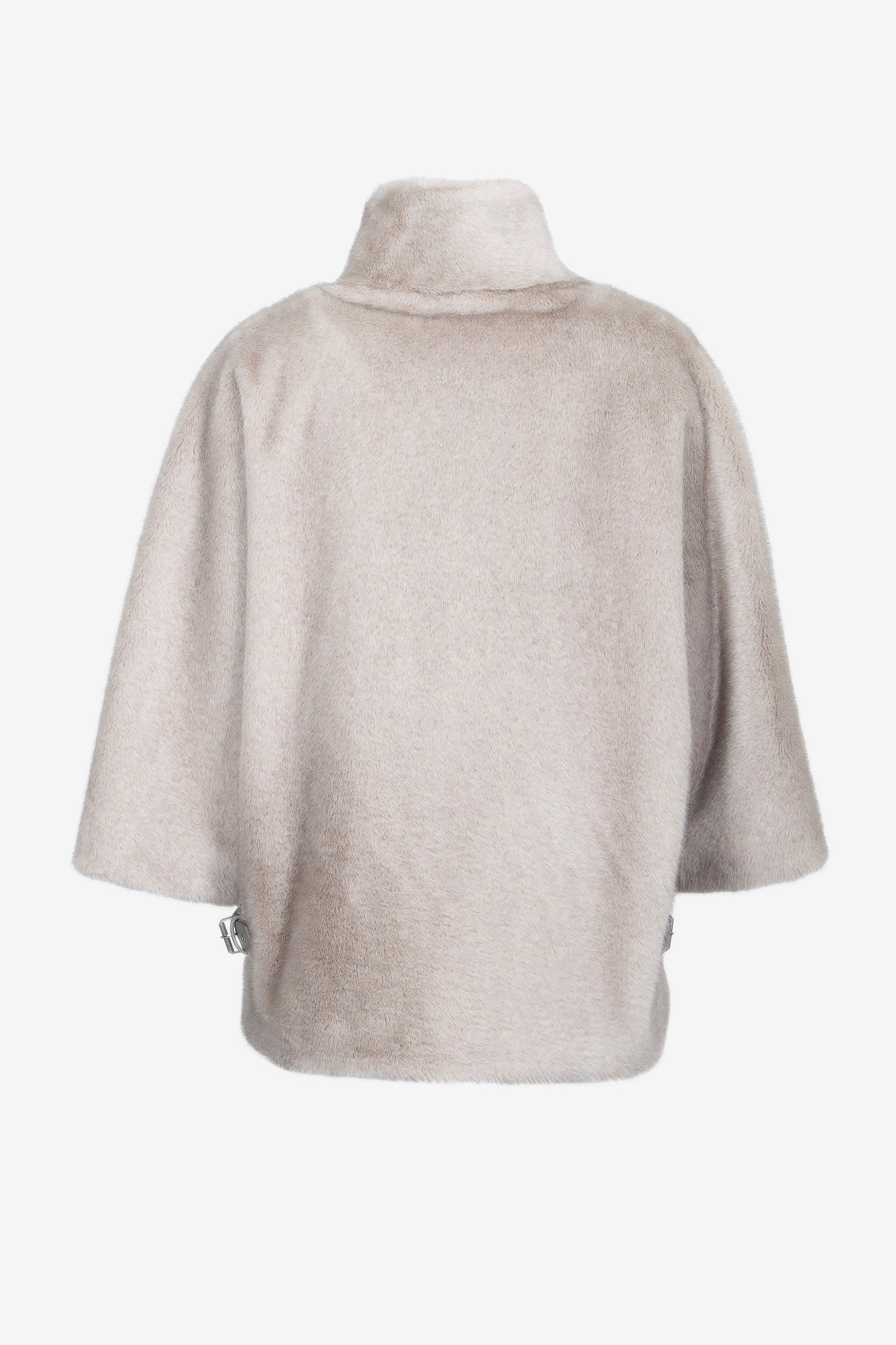 Rückansicht der eleganten Cape-Jacke in Silver.
