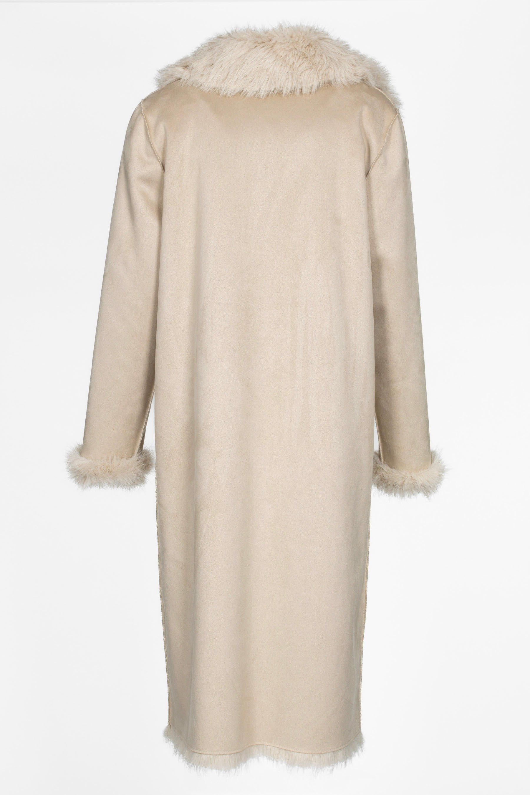 Damen Blazermantel mit langhaarigem Faux Fur, Rückseite fotografiert