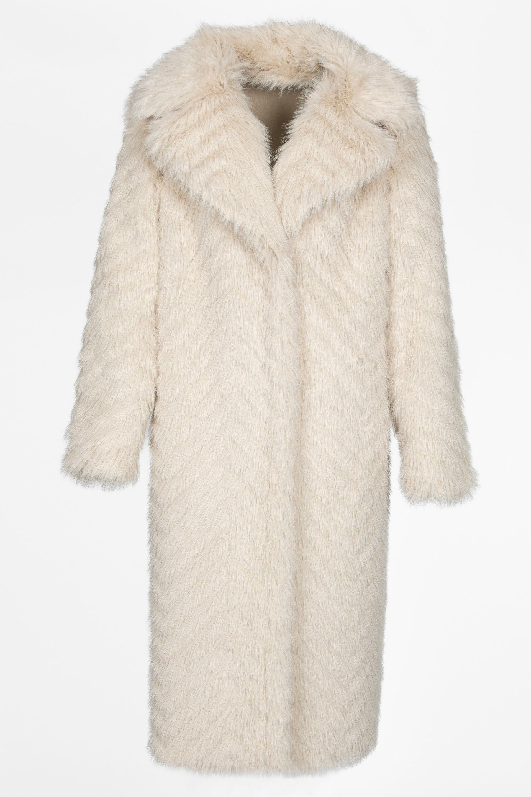 Eleganter Faux Fur Blazermantel in Off White