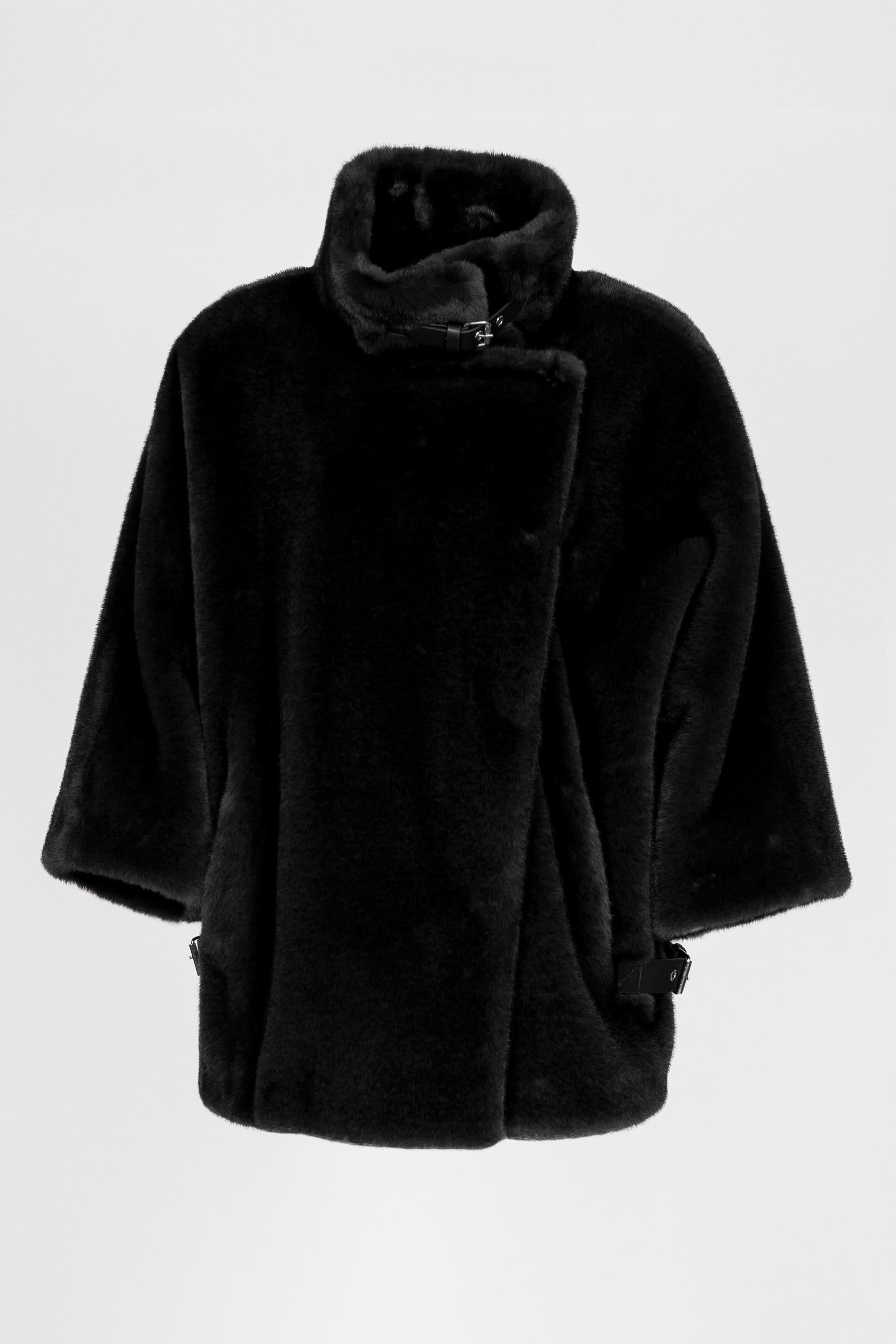 Cape Jacke Schwarz mit 3/4 Arm, leicht & locker fallend