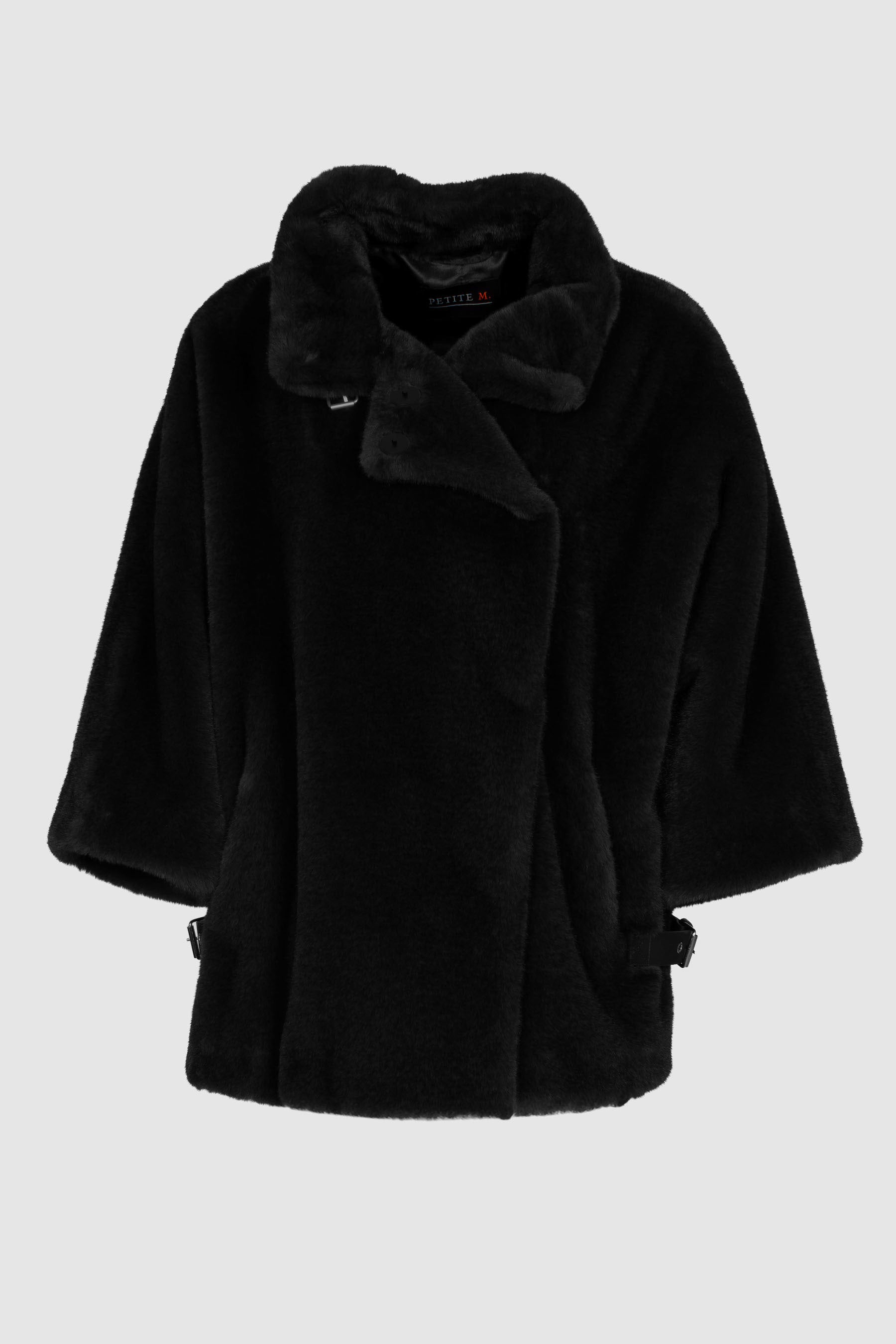 Cape Jacke Schwarz mit 3/4 Arm – leicht & locker fallend