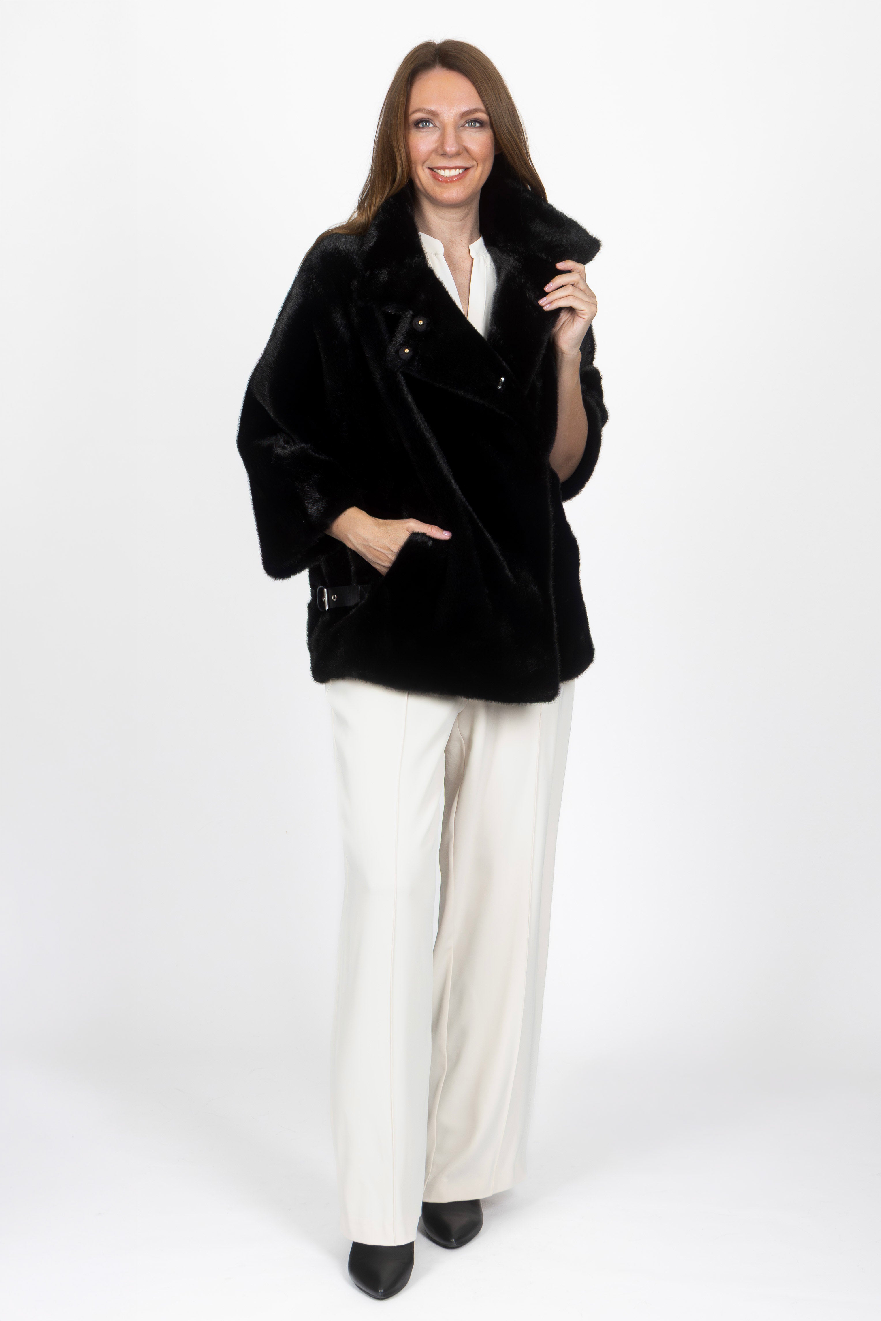 Elegante schwarze Cape-Jacke für Damen