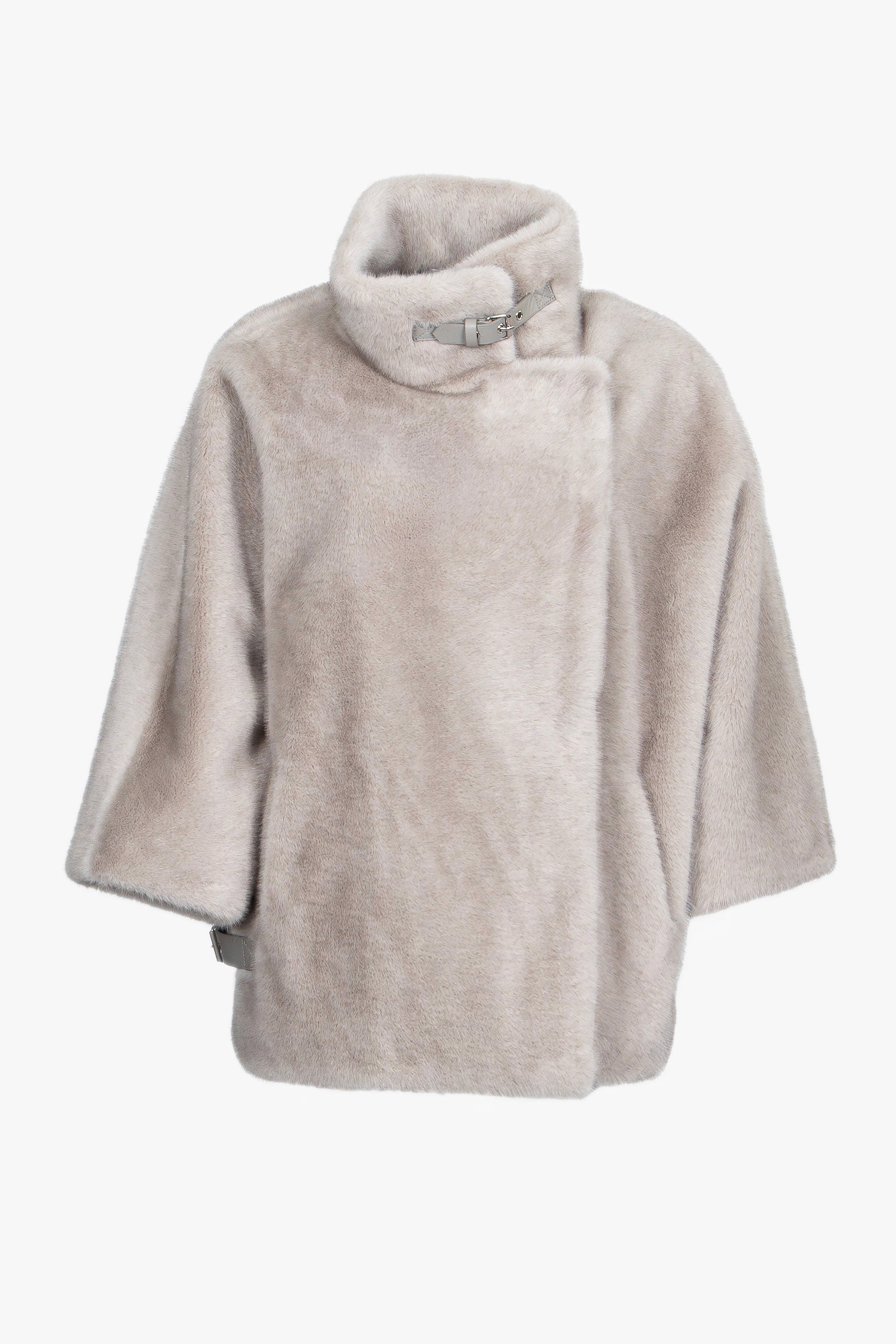 Elegante Damen-Cape-Jacke in Silver mit offener Silhouette.