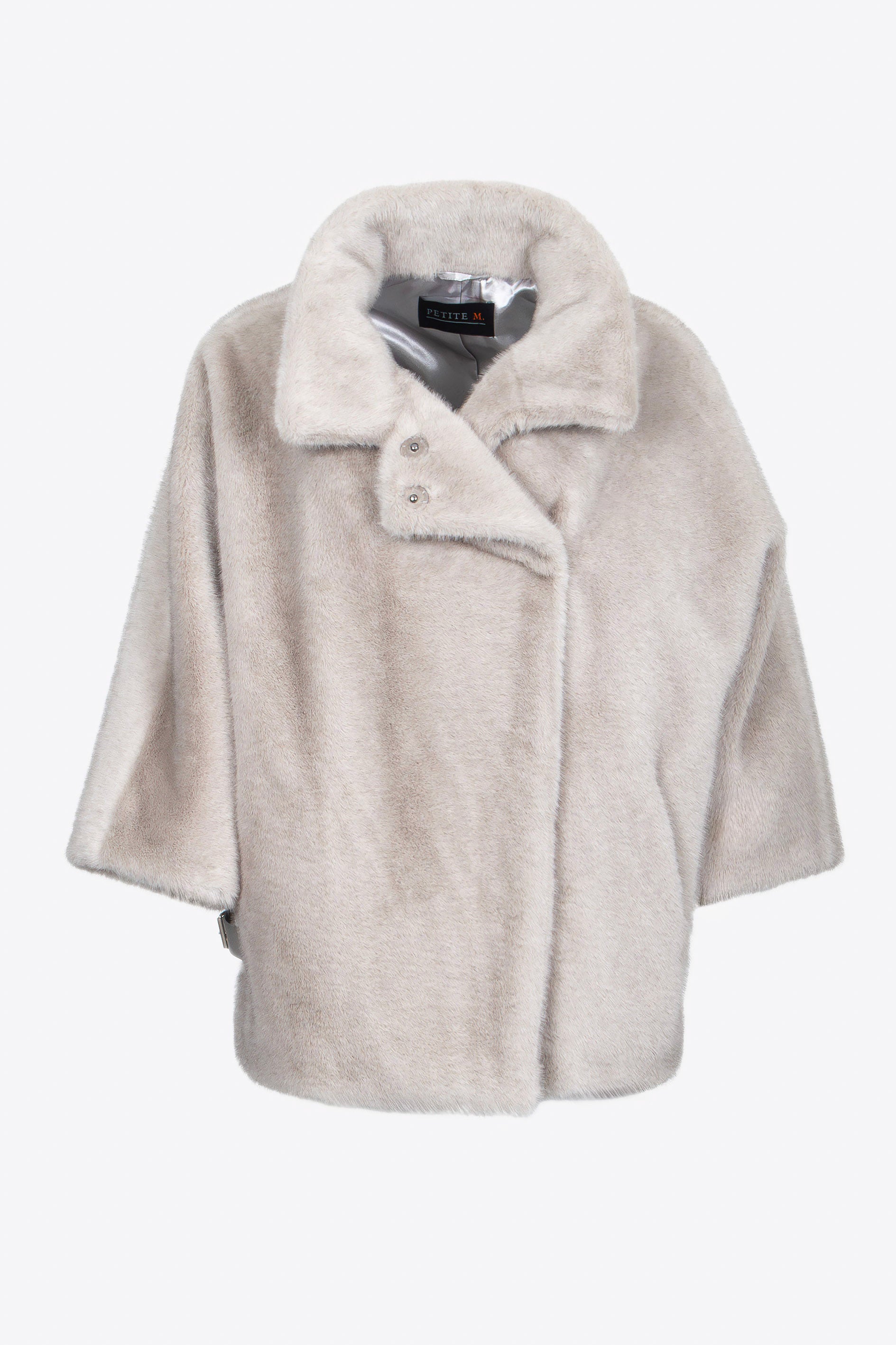 Cape-Jacke in Silver mit Dreiviertelärmeln und lockerem Fall.