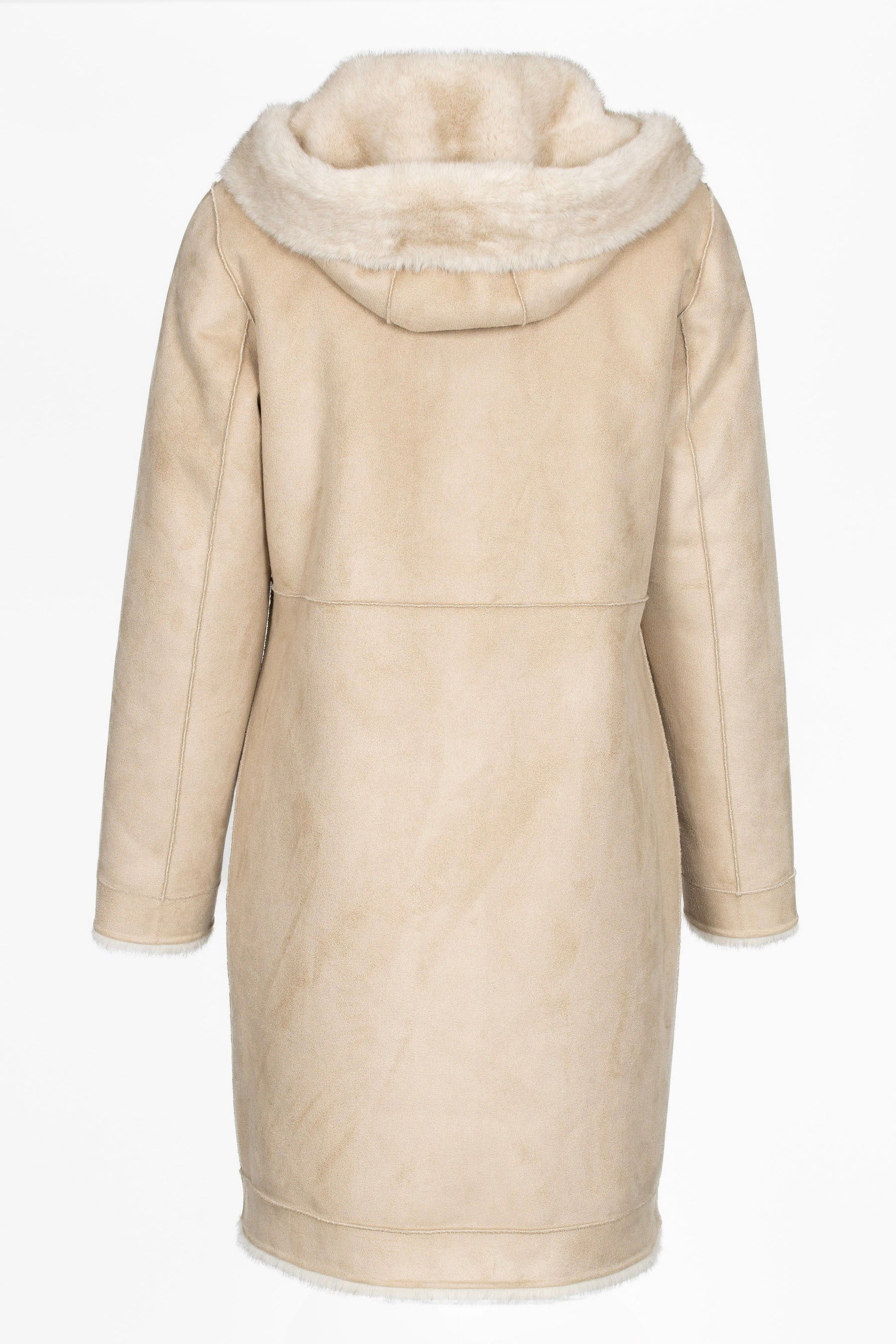 Kunstfell Parka für Damen in Ecru, von hinten aufgenommen