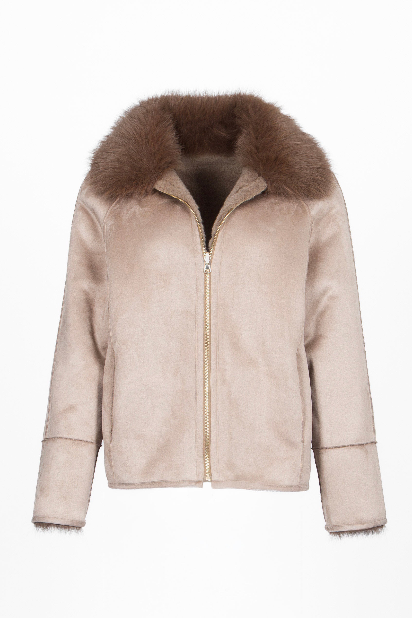 Wendbare Damenjacke im Lammfell-Look mit moderner Oversized-Passform.