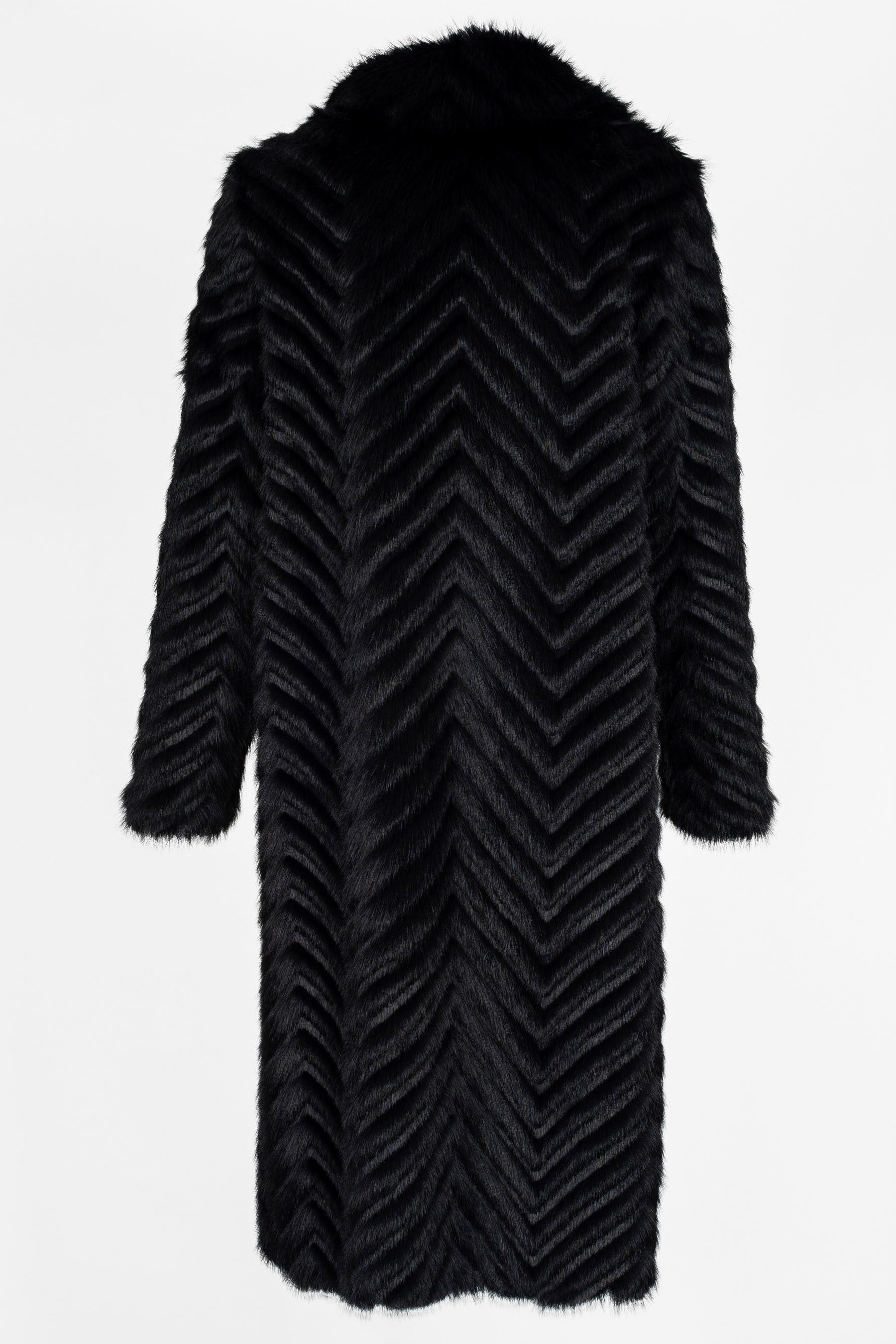 ückansicht Damen Lammfellmantel Schwarz, 110 cm, langhaarig